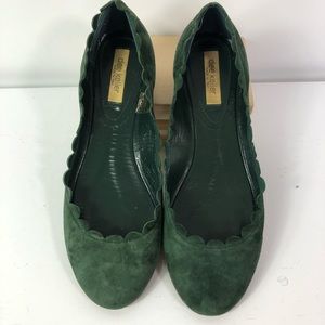 Dee Keller Selma green suede scalloped flats 38 8M